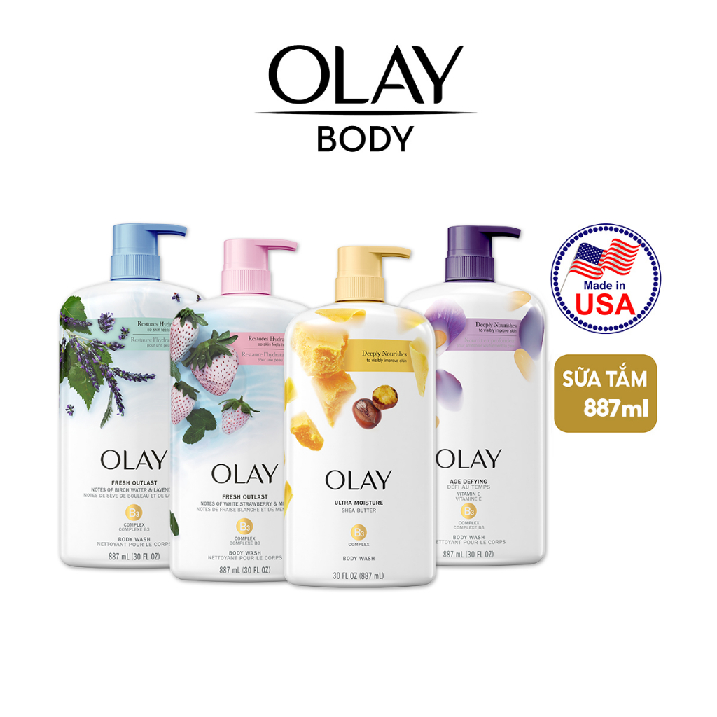 [Hàng Mỹ] Sữa tắm dưỡng da Olay nhiều mùi hương,dưỡng ẩm và cải thiện làn da sau 14 ngày sử dụng