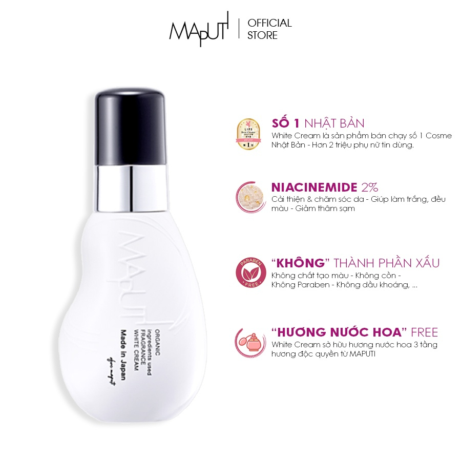 Kem Làm Hồng Vùng Kín Maputi White Cream Giảm Thâm Nhũ Hoa, Thâm Nách, Thâm Mông 100ml