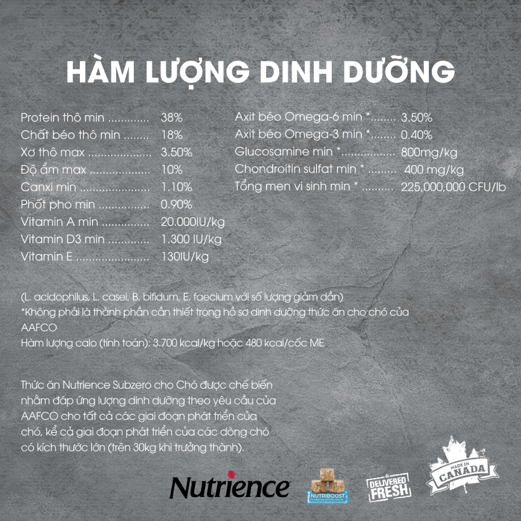 Thức Ăn Hạt Cho Chó Nutrience Subzero Grain-free - gà tây, cá hồi, cá trích, cá tuyết và rau củ trái cây tự nhiên 2.27kg