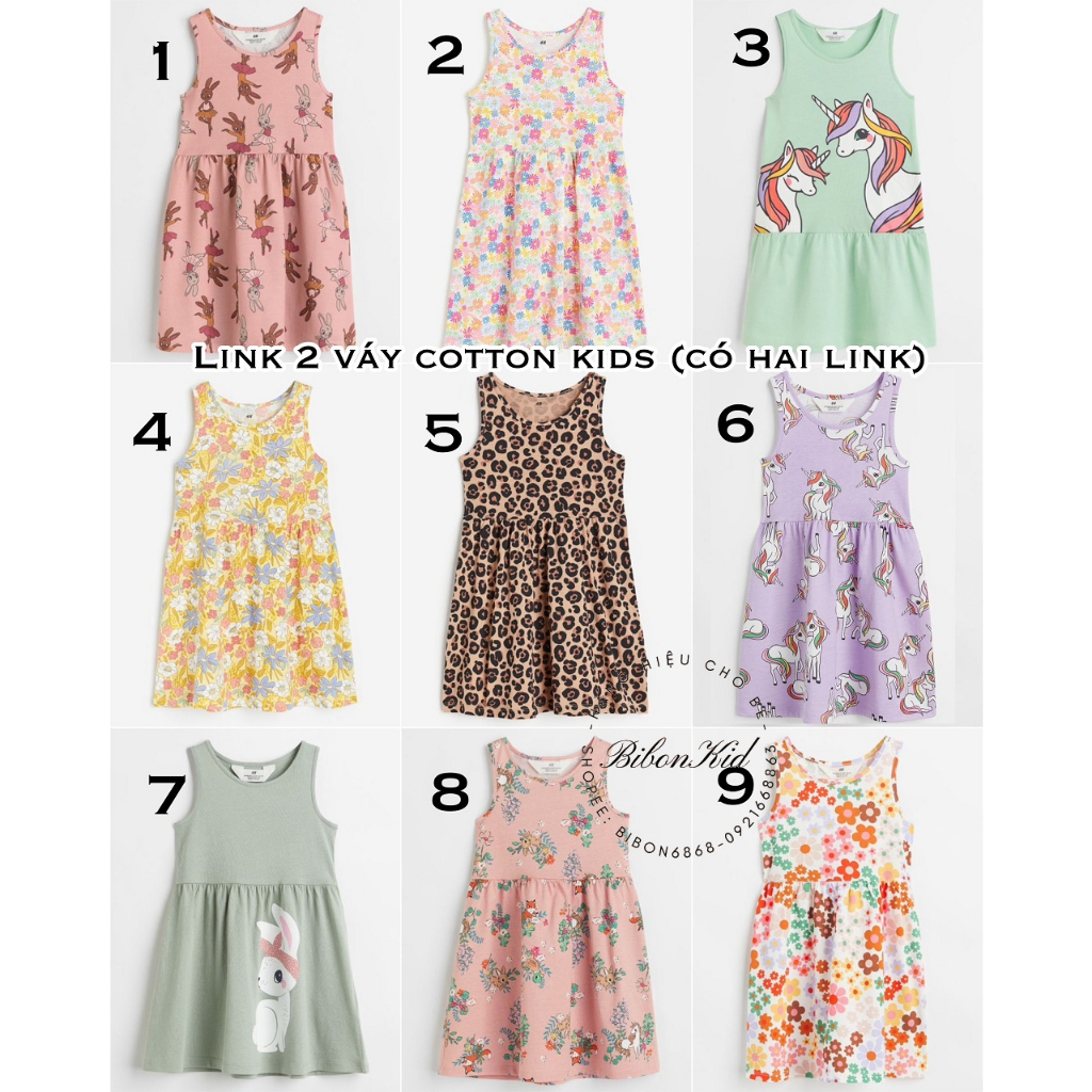 Váy cotton kid HM UK/US link 2 size 1.5-2y, 2-4y, 4-6y, 6-8y, 8-10y