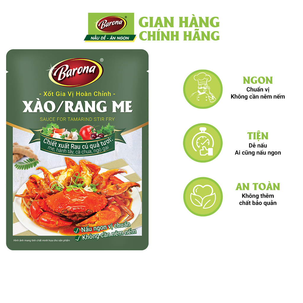 [Mã INBAU15 giảm 10% đơn 0đ] Gia Vị Xào/ Rang Me Barona 80g ướp ngon chuẩn vị không cần nêm nếm