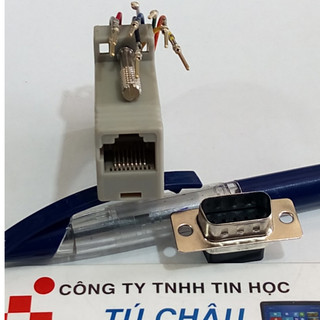 Đầu Com ra Lan: Đầu Com 9 Kim đực / Com 9 Lổ cái (DB9 - Hai hàng) ra Lan (RJ45)