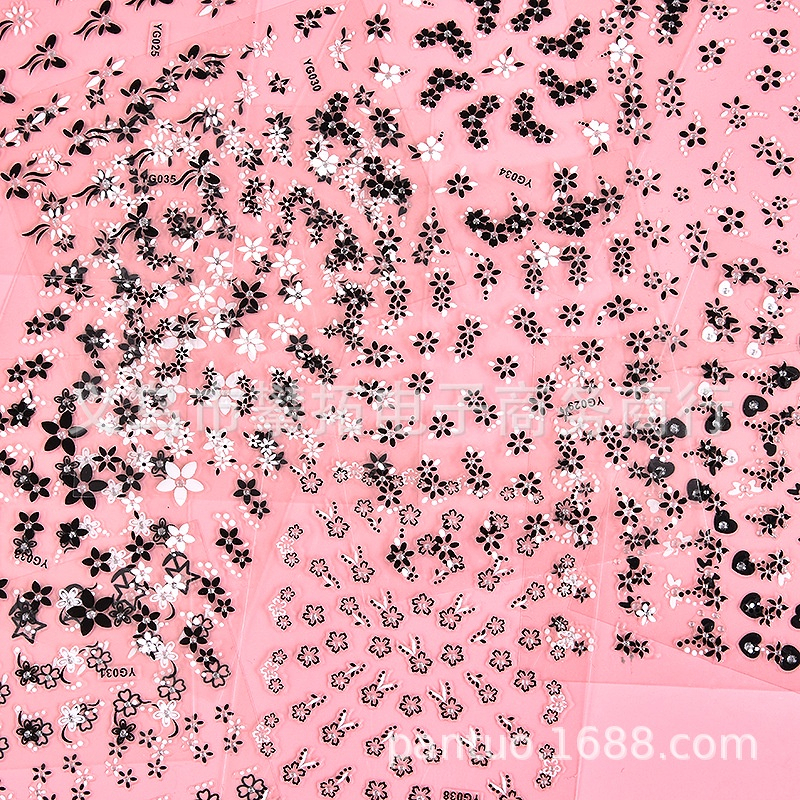 Sticker 3D dán móng nhiều hình dạng và màu sắc hoa, trái tim, bướm mẫu mới