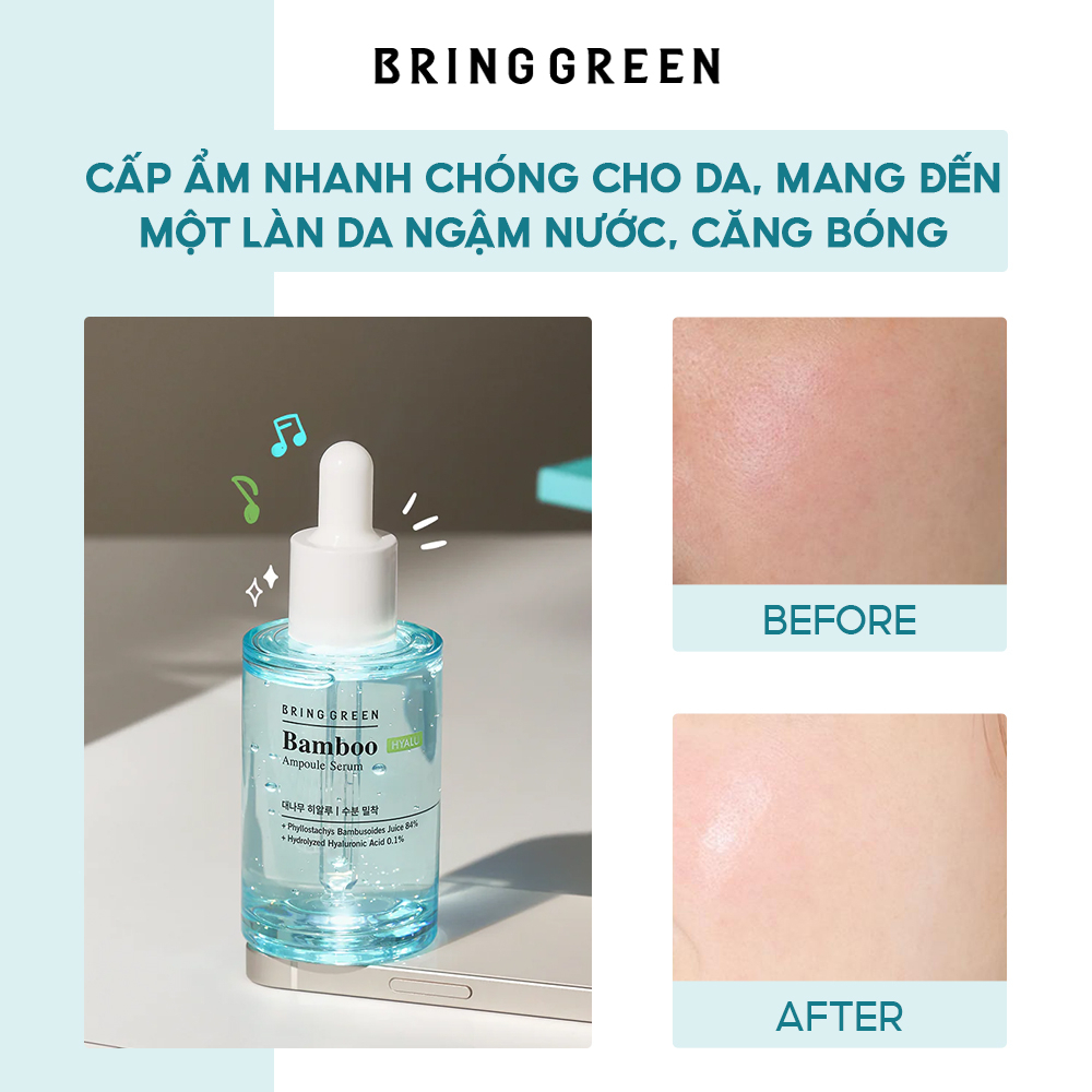 Tinh Chất Cấp Ẩm, Chống Oxy Hóa BRING GREEN BAMBOO HYALU AMPOULE SERUM 50ml