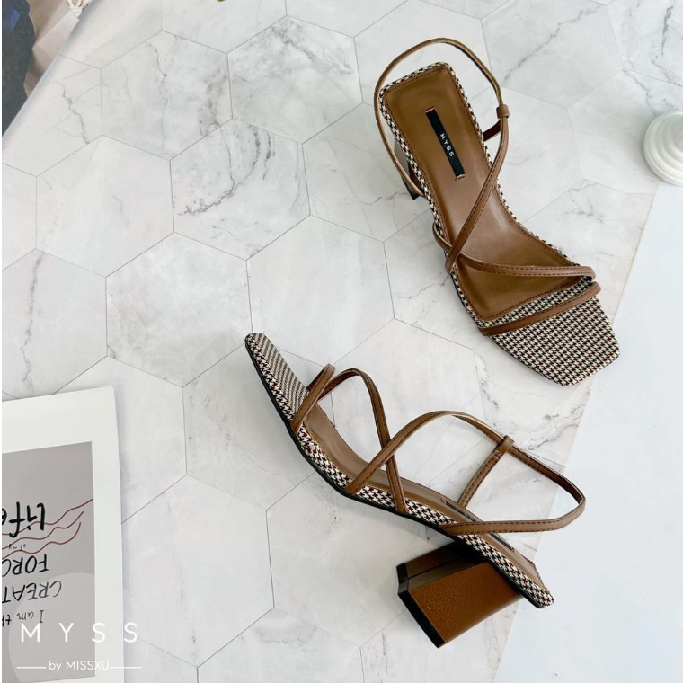 Giày sandal nữ quai ngang phối chéo 5cm thời trang MYSS - SD92