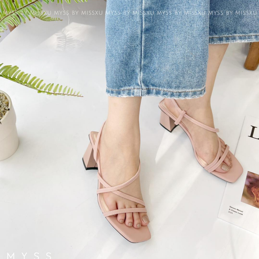 Giày sandal nữ quai ngang phối chéo 5cm thời trang MYSS - SD92