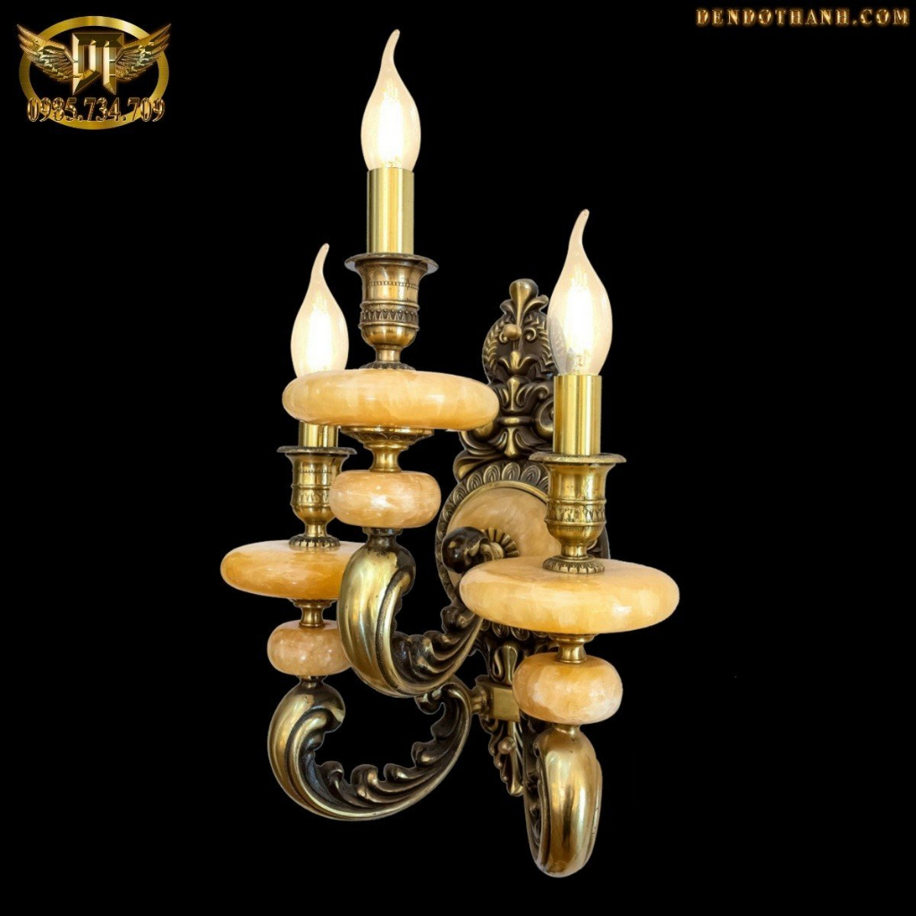 Đèn tường đồng đá tay nến, trang trí phong cách bắc âu tân cổ điển hiện đại, kiến trúc nhà gỗ phòng thờ DDT