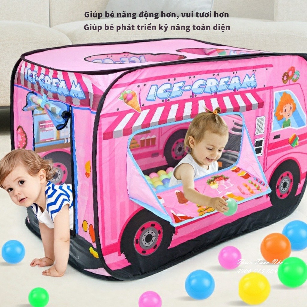 Lều mô hình đồ chơi nhà banh đa chức năng, chất liệu vải mềm thoáng mát, màu sắc đẹp mắt, kích thước 112x70x75cm