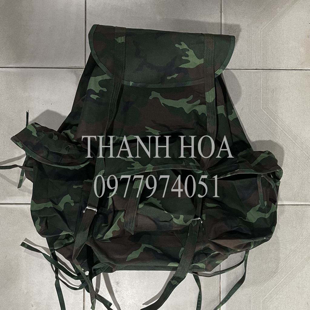 Balo 3 túi in loang, ba lô con cóc màu xanh TCHC