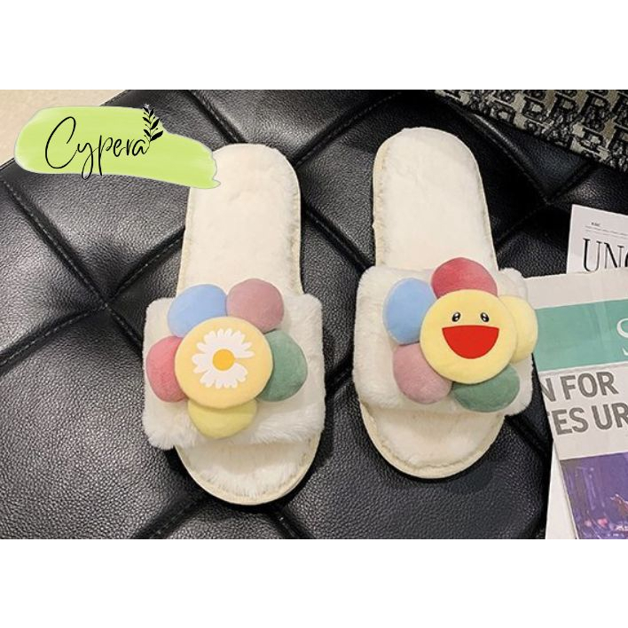 Dép bông đi trong nhà chống trượt hoa mặt trời vui vẻ đáng yêu cho bạn gái - D151 - D120
