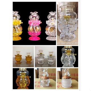 đèn dầu thờ cúng pha lê hoa sen đèn dầu để bàn thần tài,bàn thờ Phật
