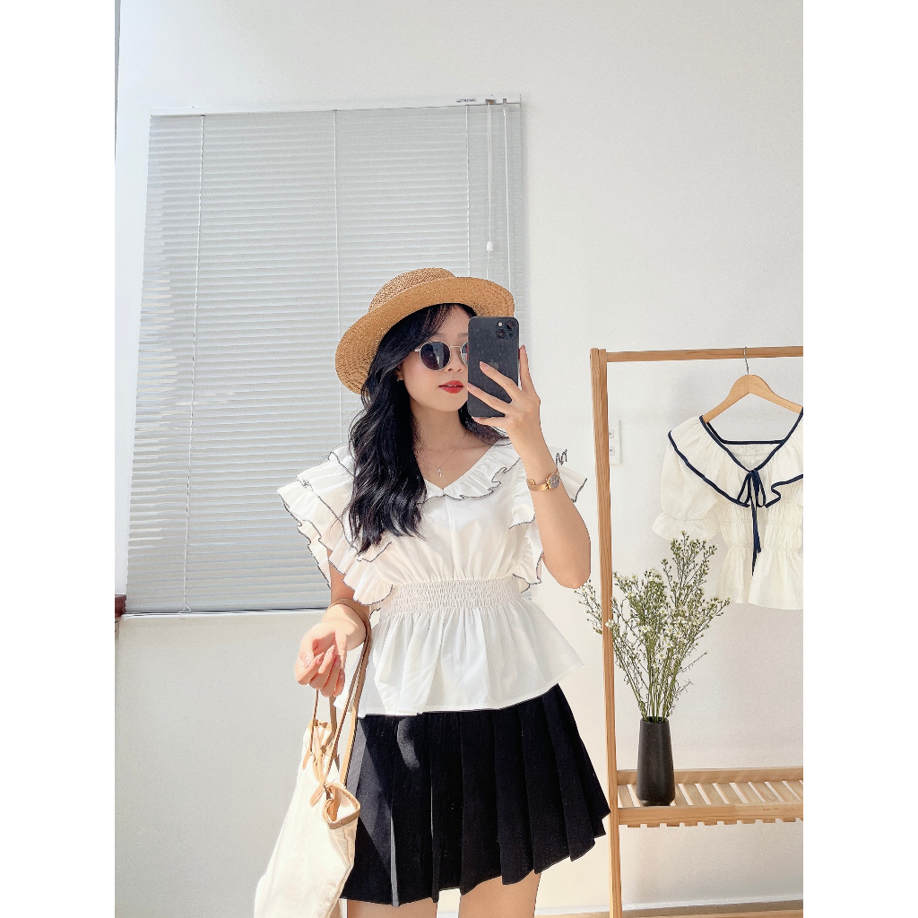 ÁO CROPTOP THẮT NƠ LƯNG PHỐI REN