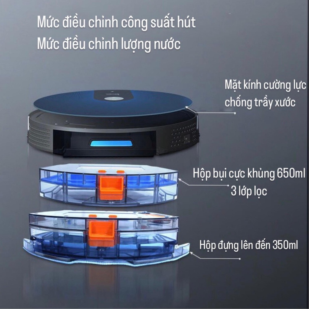 Robot hút bụi tự động BOSINGWA-KAW Làm Sạch Sàn Nhà, Điều Khiển Từ Xa Dễ Dàng - Bảo hành chính hãng