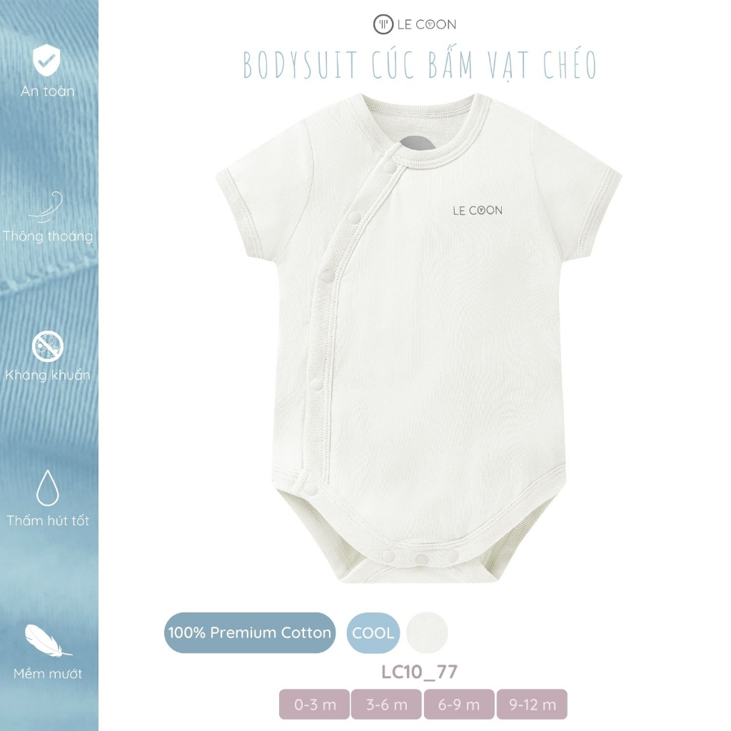 LE COON | Bộ Đồ Bodysuit Cúc Bấm Vạt Chéo | Vải COOL mỏng mát | 0-12 tháng