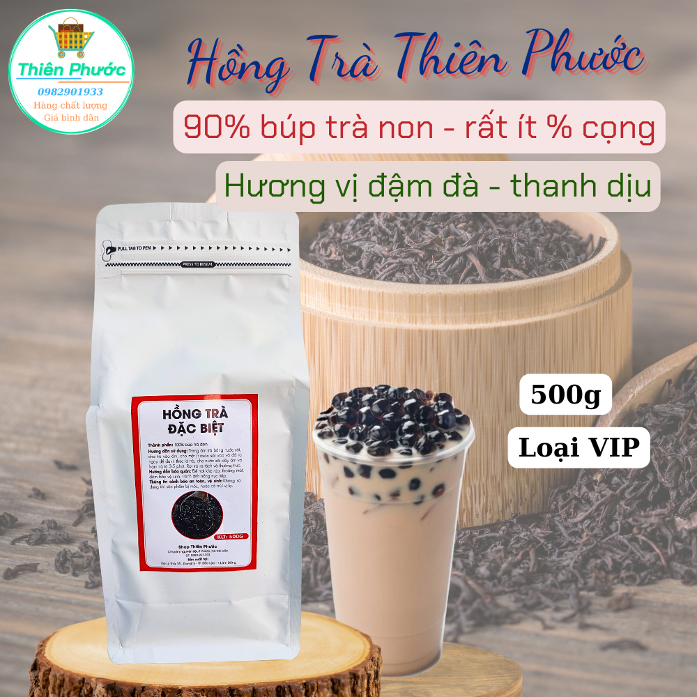 Hồng trà Thiên Phước loại ngon, giá cost thấp chỉ 500đ tiền trà cho 1 ly trà đào