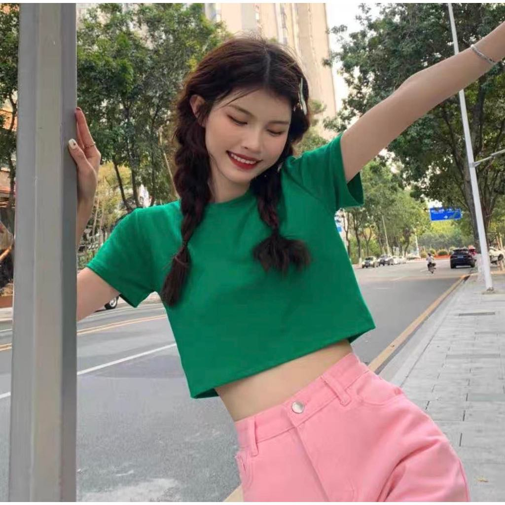 AT Áo Thun Nữ Áo Thun Form crop trơn Chất Cotton Thoáng Mát Freesize XONXEN SHOP HUẾ Mã  822