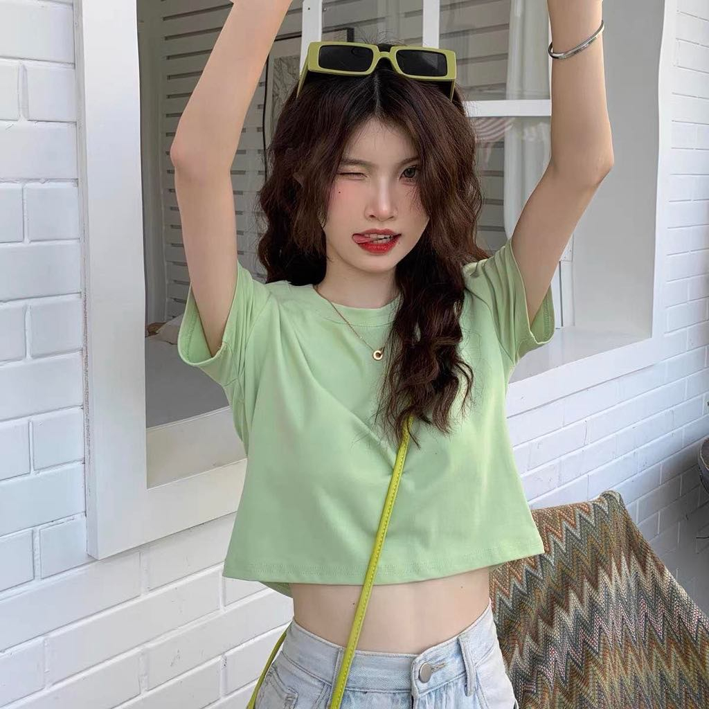 AT Áo Thun Nữ Áo Thun Form crop trơn Chất Cotton Thoáng Mát Freesize XONXEN SHOP HUẾ Mã  822