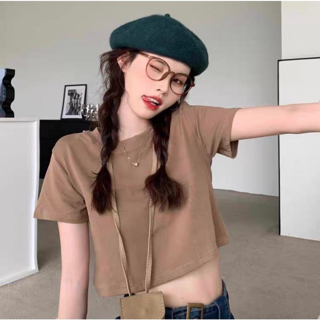 AT Áo Thun Nữ Áo Thun Form crop trơn Chất Cotton Thoáng Mát Freesize XONXEN SHOP HUẾ Mã  822