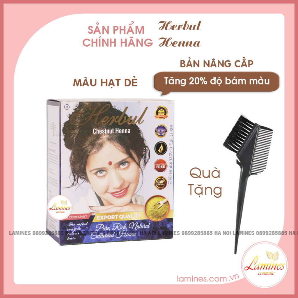 Thuốc Nhuộm Tóc Thảo Dược Herbul Henna Ấn Độ - Màu Xanh Đen Blue Black + Tặng Lược Nhuộm Tóc