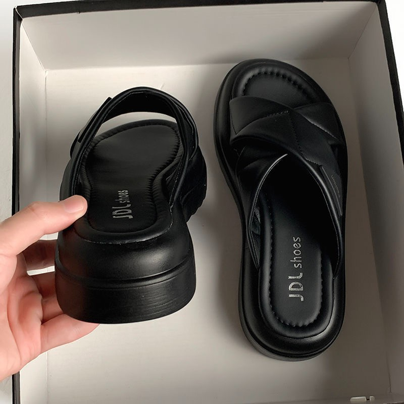 Dép nữ đế cao 2 quai chéo JDL, dép quai ngang nữ đế cao 5cm hàng quảng châu full hộp