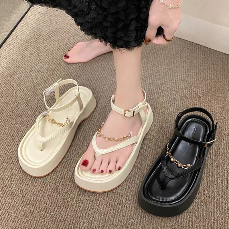 Dép nữ quai hậu đế cao hàng full box, dép sandal nữ độn đế hàng quảng châu hot 2023