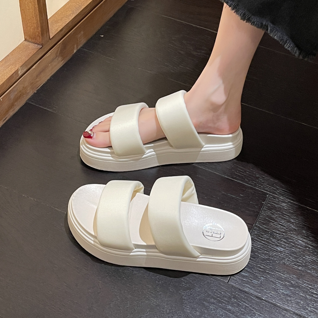 Dép quai ngang nữ đế cao 2 quai, dép lê nữ nữ đế cao 4cm hàng quảng châu full hộp