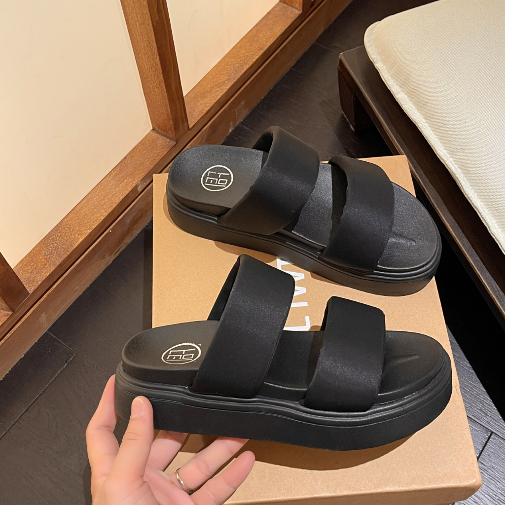 Dép quai ngang nữ đế cao 2 quai, dép lê nữ nữ đế cao 4cm hàng quảng châu full hộp