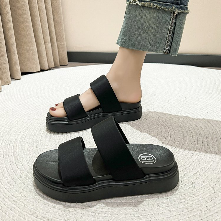 Dép quai ngang nữ đế cao 2 quai, dép lê nữ nữ đế cao 4cm hàng quảng châu full hộp