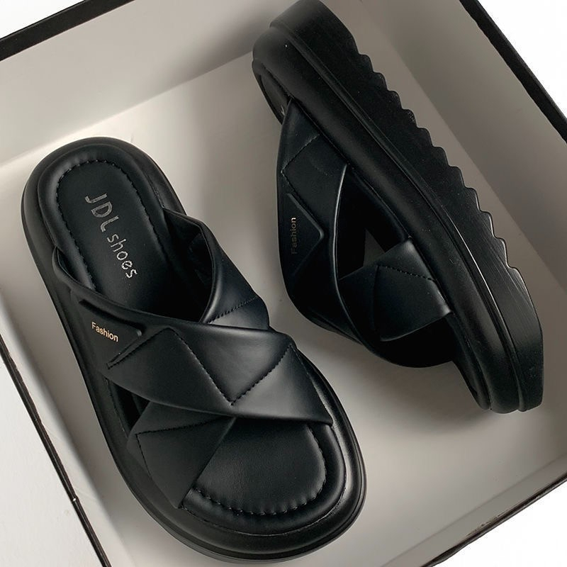 Dép nữ đế cao 2 quai chéo JDL, dép quai ngang nữ đế cao 5cm hàng quảng châu full hộp