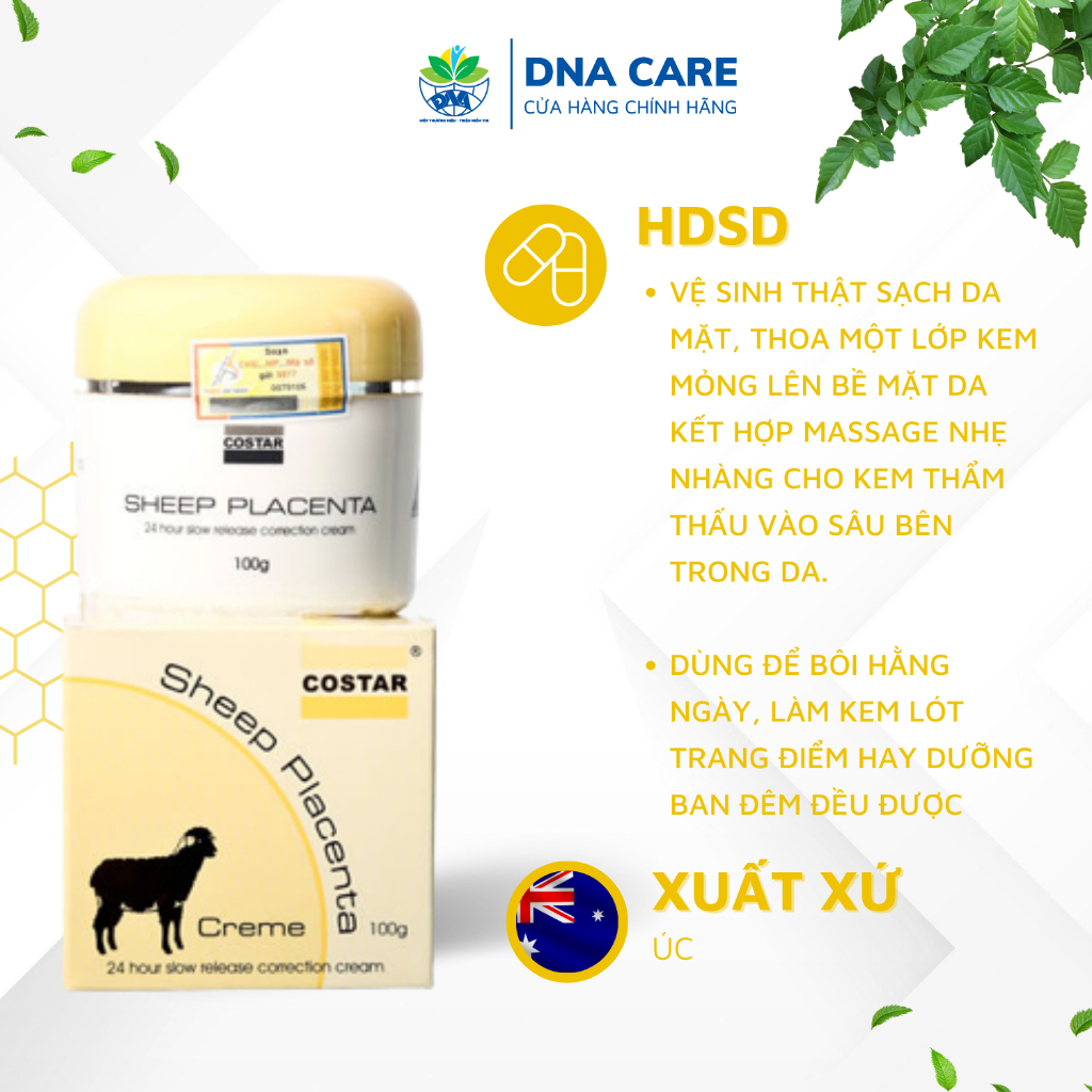 Kem dưỡng da mặt nhau thai cừu Costar Sheep Placenta hộp 100gr