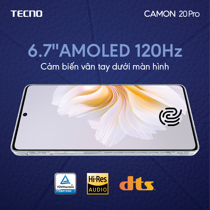 Điện thoại Tecno CAMON 20 Pro 8GB/256GB - Camera 64MP + 32MP |Helio G99|5000 mAh