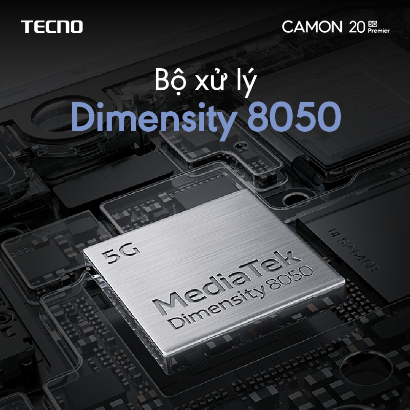 Điện thoại Tecno CAMON 20 Primier 5G - 8GB/512GB|Dimensity 8050|Camera 108+50+2MP