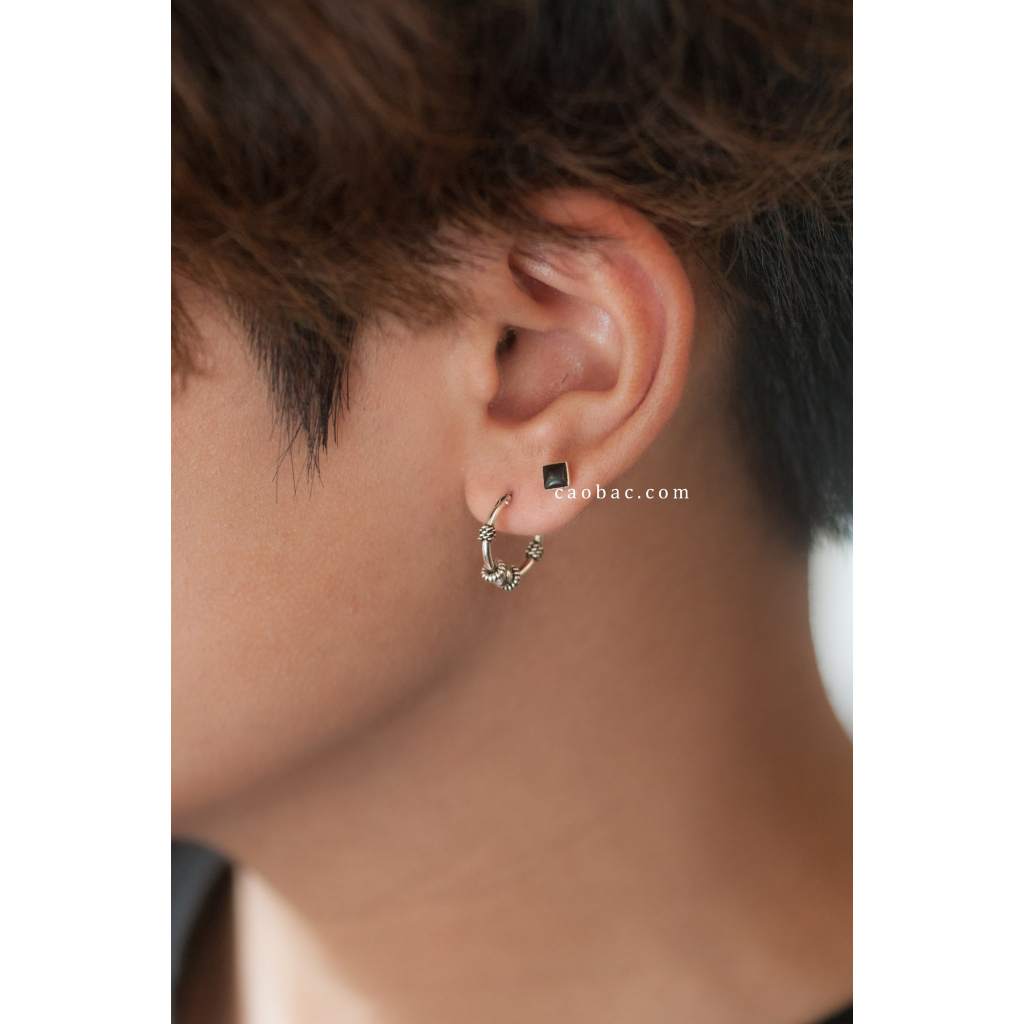 Khuyên Tai Bạc Nữ CaoBac Silver Chất Liệu Bạc Thái Cao Cấp Nụ Vuông Đá Xà Cừ Lạ Mắt Độc Đáo Dành Tặng Cho Bạn Nữ