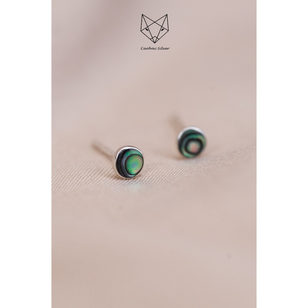 Khuyên Tai Bạc CaoBac Silver Chất Liệu Bạc Thái Cao Cấp Nụ Tròn Đà Xà Cừ Lạ Mắt Độc Đáo Dành Tặng Cho Bạn Nữ