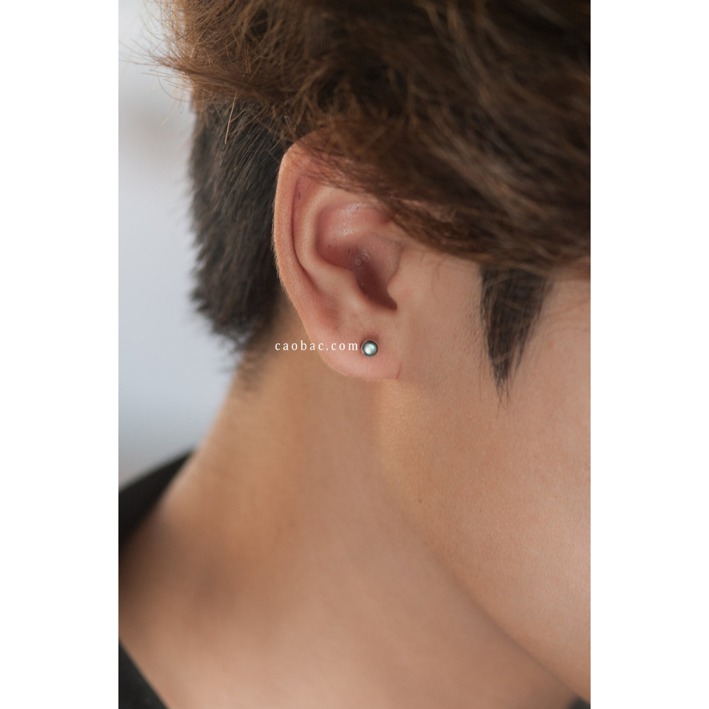 Khuyên Tai Bạc CaoBac Silver Chất Liệu Bạc Thái Cao Cấp Nụ Tròn Đà Xà Cừ Lạ Mắt Độc Đáo Dành Tặng Cho Bạn Nữ