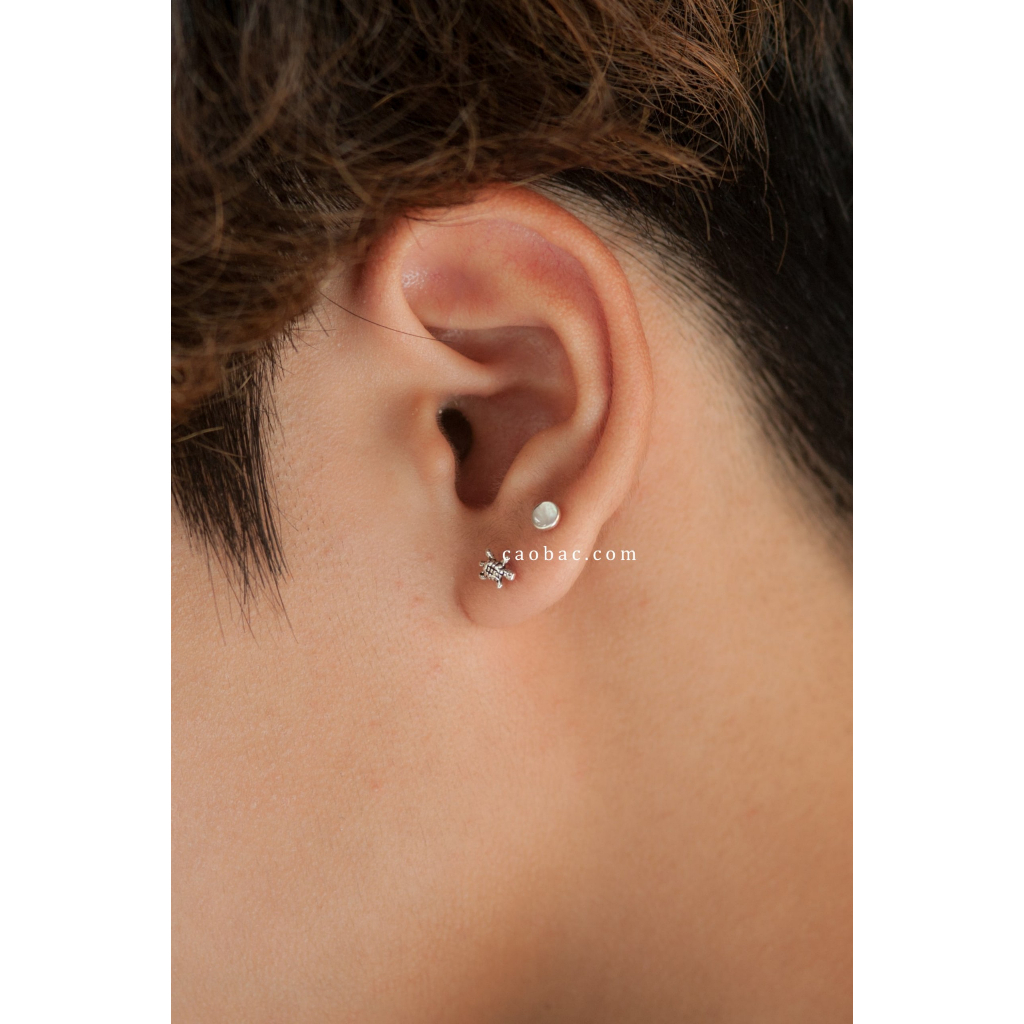 Khuyên Tai Bạc CaoBac Silver Chất Liệu Bạc Thái Cao Cấp Nụ Tròn Đà Xà Cừ Lạ Mắt Độc Đáo Dành Tặng Cho Bạn Nữ