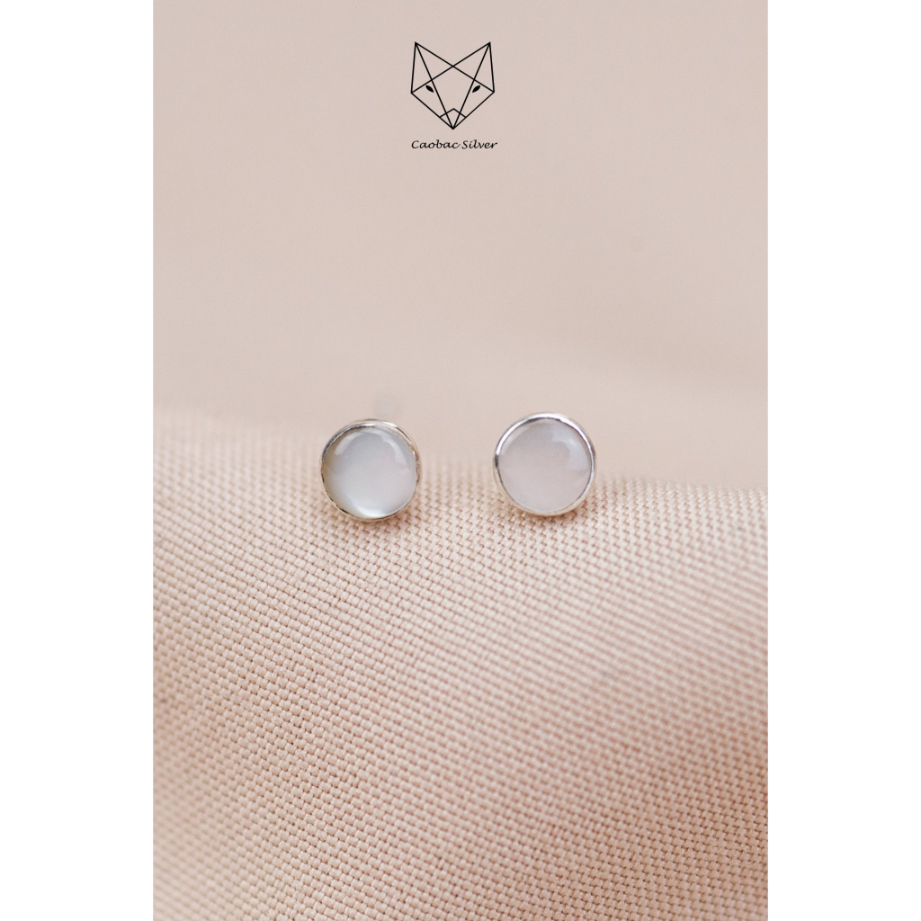 Khuyên Tai Bạc CaoBac Silver Chất Liệu Bạc Thái Cao Cấp Nụ Tròn Đà Xà Cừ Lạ Mắt Độc Đáo Dành Tặng Cho Bạn Nữ