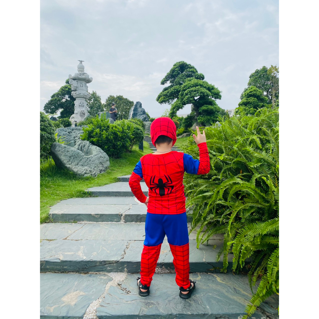 TẶNG MẶT NẠ , Quần áo ngủ cho bé trai, quần áo dài tay siêu nhân nhện cho bé Trai