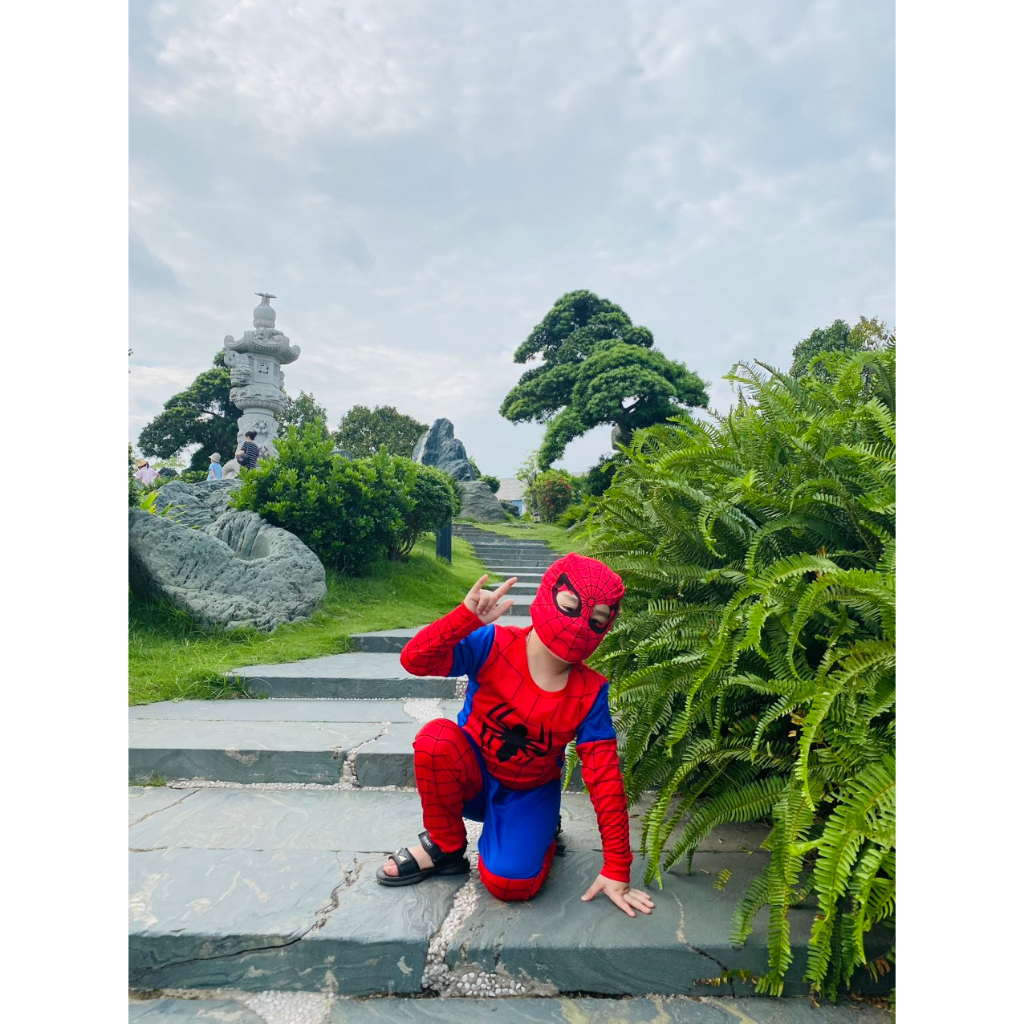 TẶNG MẶT NẠ , Quần áo ngủ cho bé trai, quần áo dài tay siêu nhân nhện cho bé Trai