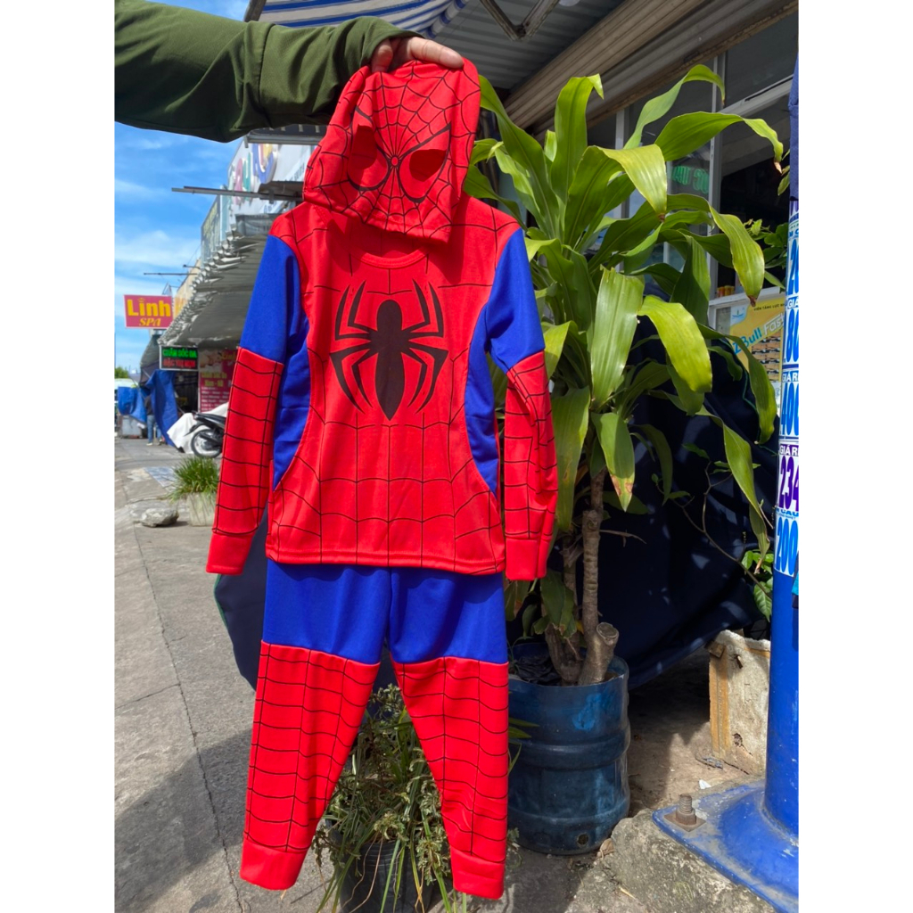 TẶNG MẶT NẠ , Quần áo ngủ cho bé trai, quần áo dài tay siêu nhân nhện cho bé Trai
