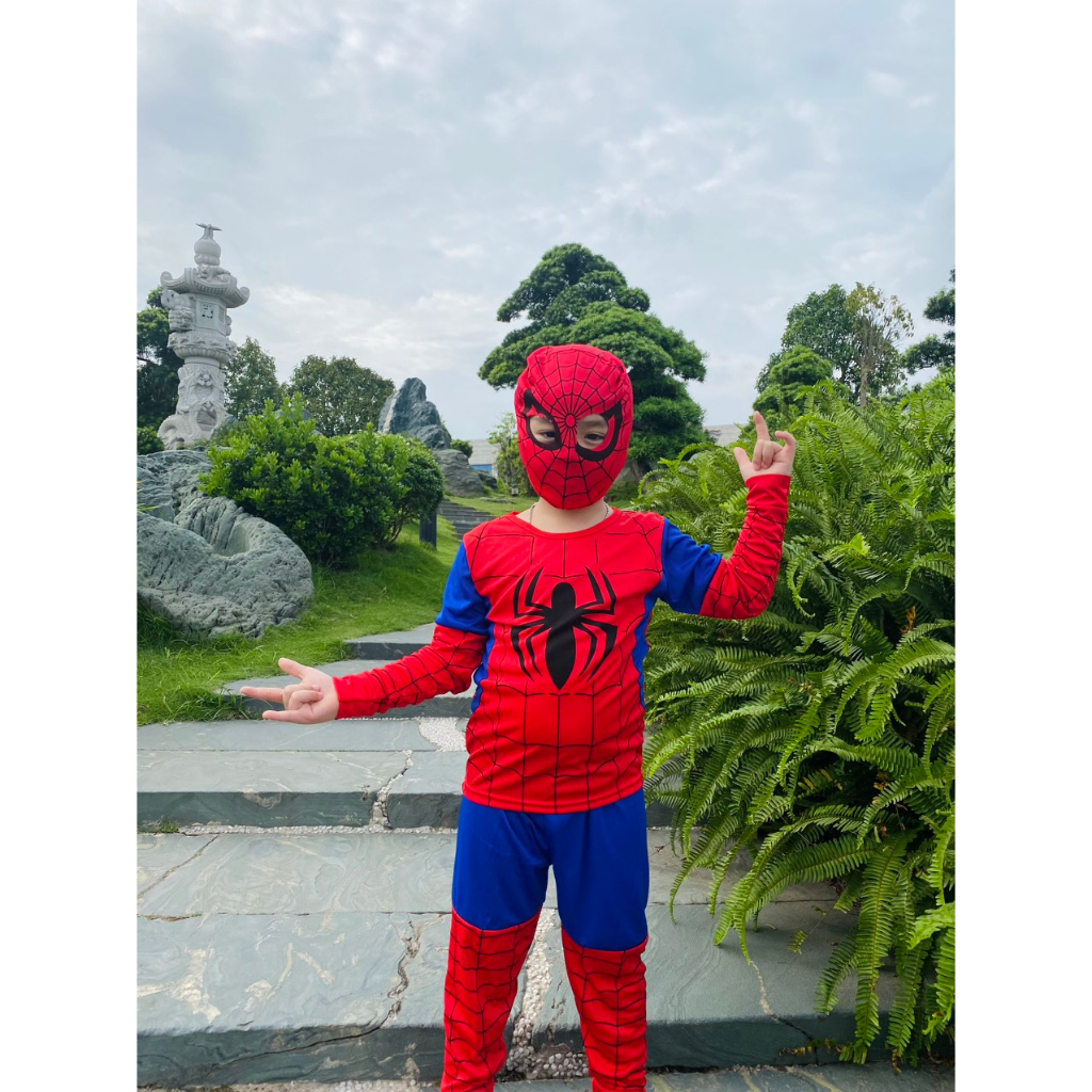 TẶNG MẶT NẠ , Quần áo ngủ cho bé trai, quần áo dài tay siêu nhân nhện cho bé Trai