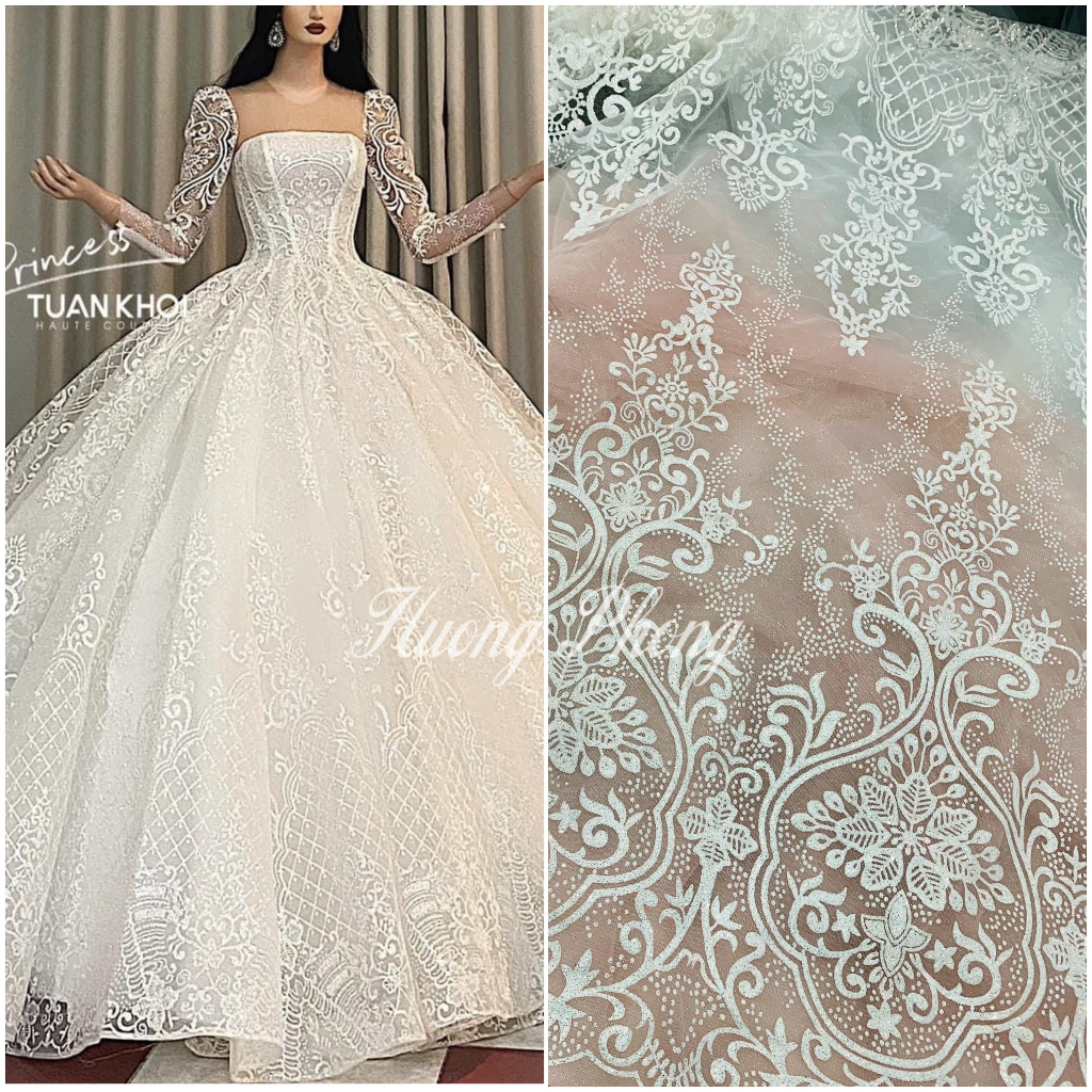 Vải kim tuyến may đồ cưới, áo dài, đầm dạ hội 597
