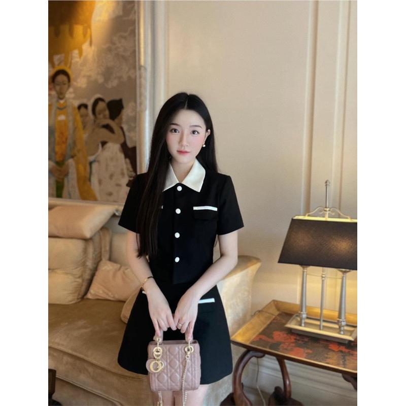 Set tiểu thư 2 lớp áo kèm chân váy chữ A sang chảnh