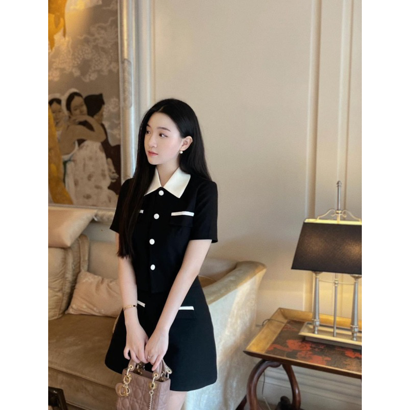 Set tiểu thư 2 lớp áo kèm chân váy chữ A sang chảnh