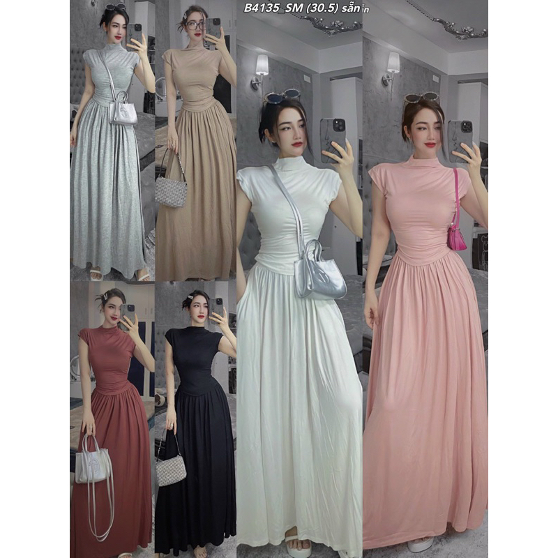Set bộ thun váy xoè dài maxi QC