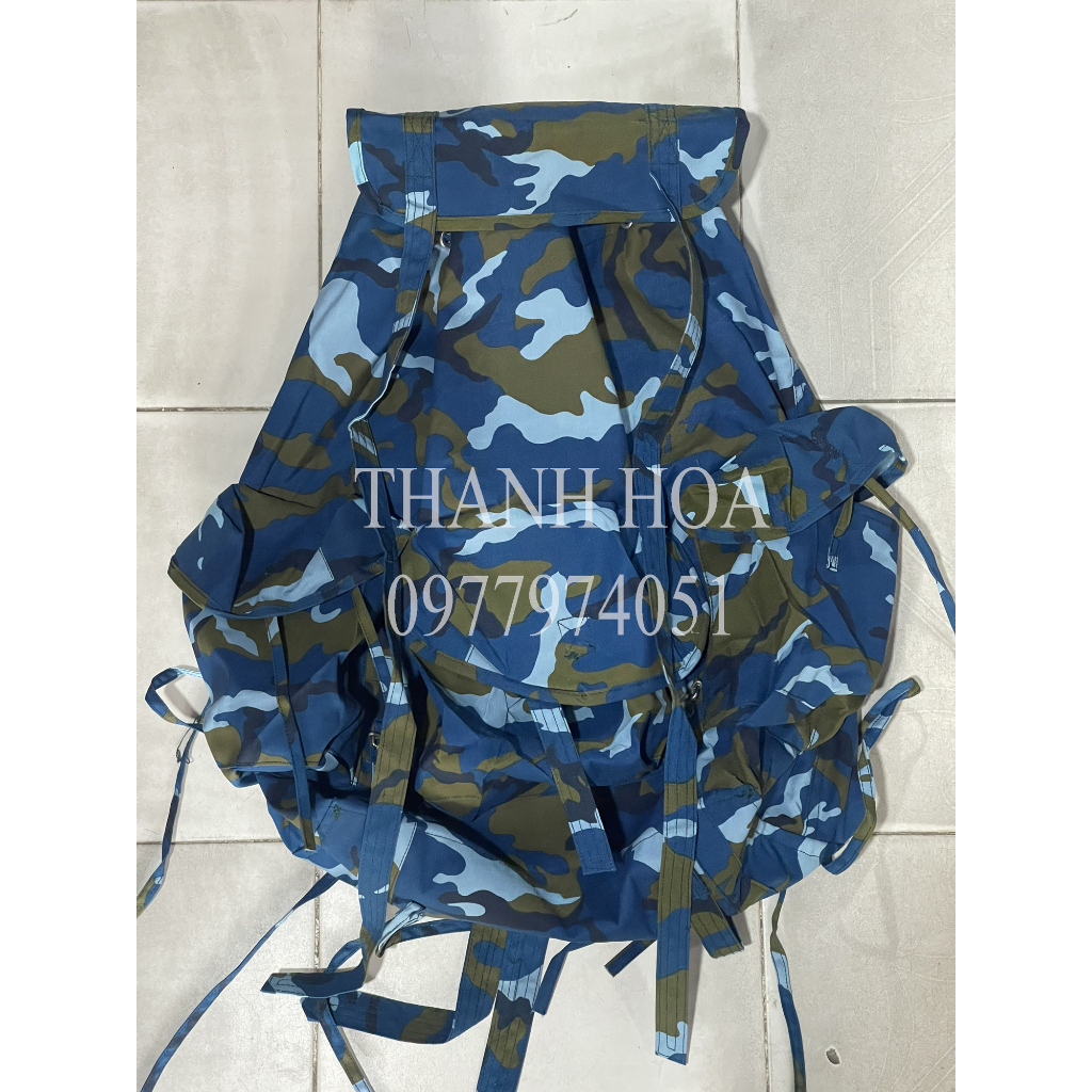 Balo 3 túi in loang, ba lô con cóc màu xanh TCHC