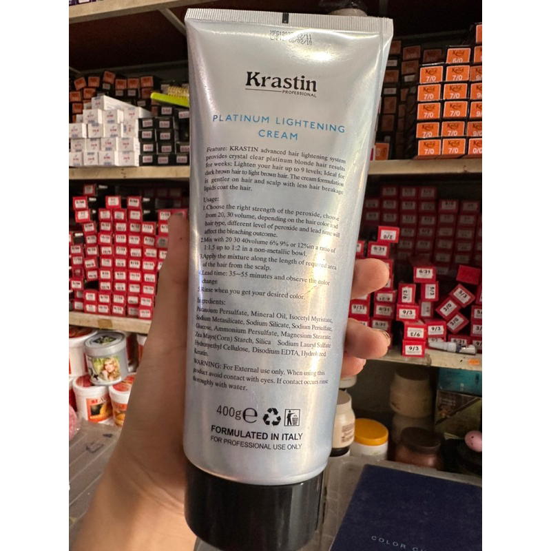 Kem nâng tông , kem tẩy tóc bleaching cream karatin bich 500ml   dạng kem siêu mạnh lên levo 9 không gây khô tóc