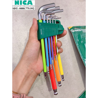 Bộ lục giác đầu bi 1.5-10mm 9 món dài ( nhiều màu sắc) SATA 09101CH