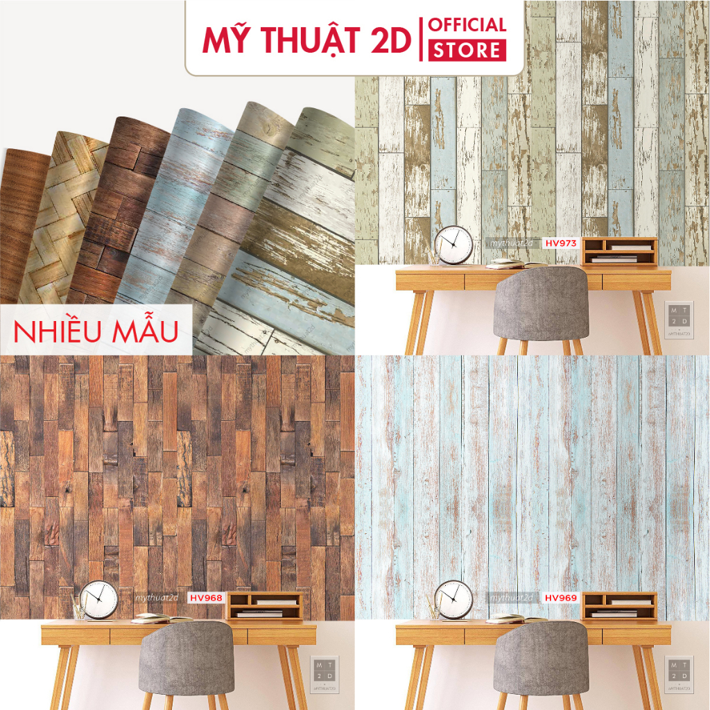 Decal vân gỗ, decal dán tường, dán bếp, decor tiệm quán bộ mẫu VAN GO ART - Sét 1 mét dài