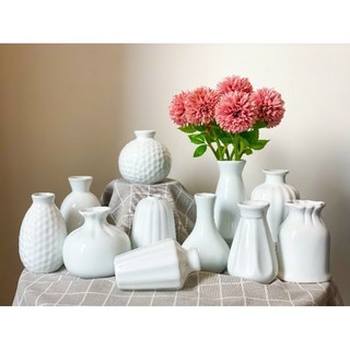 Lọ hoa mini trắng các dáng, lọ hoa bát tràng cao 10cm - 15cm
